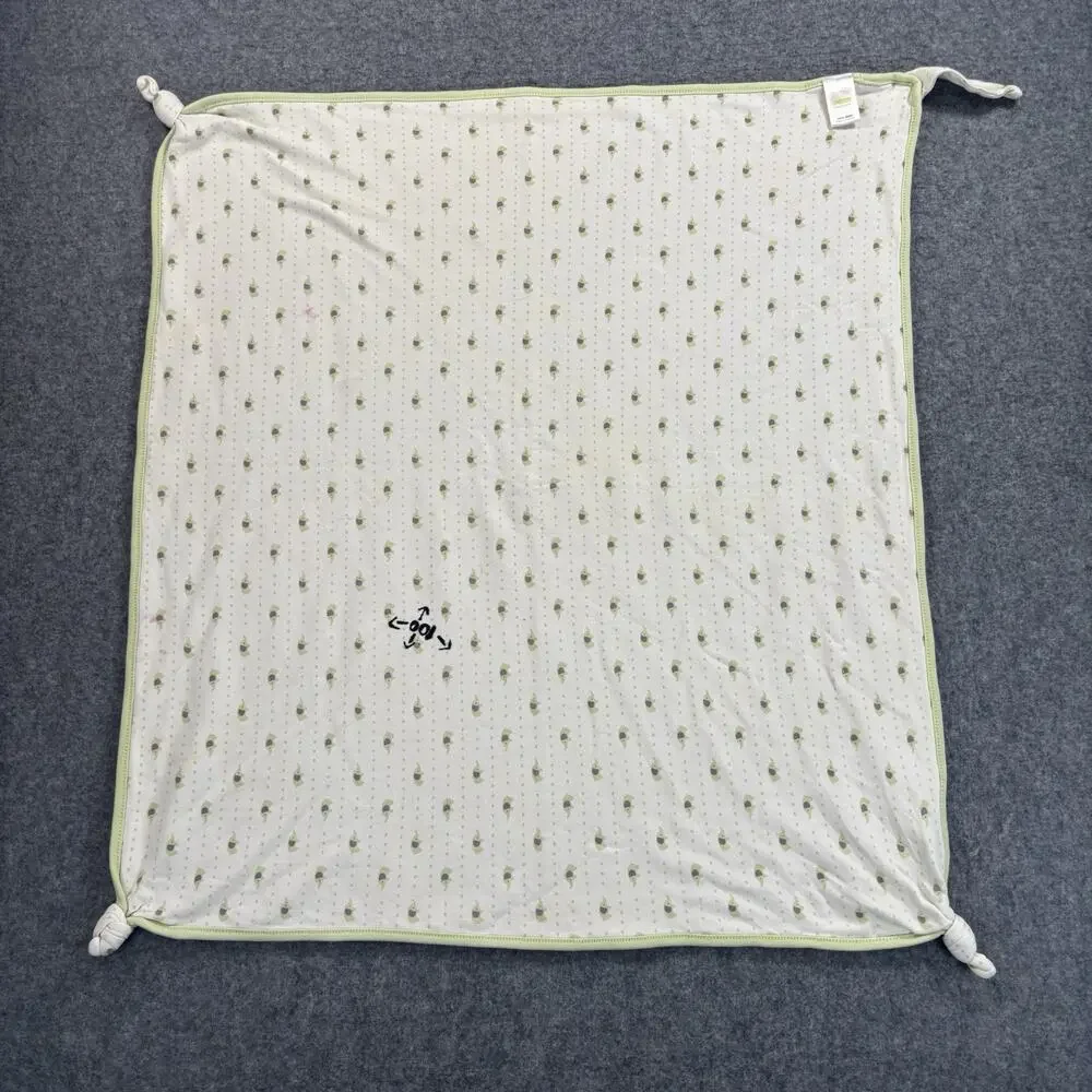 Gymboree Elephant Baby Blanket Green Polka Dot Knotted Corners 100% Cotton 2009